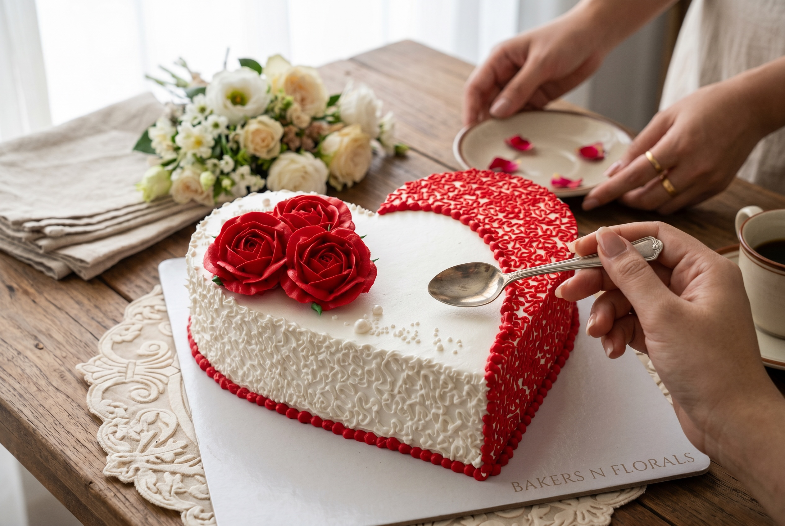 Rosy Heart Chocolate Cake