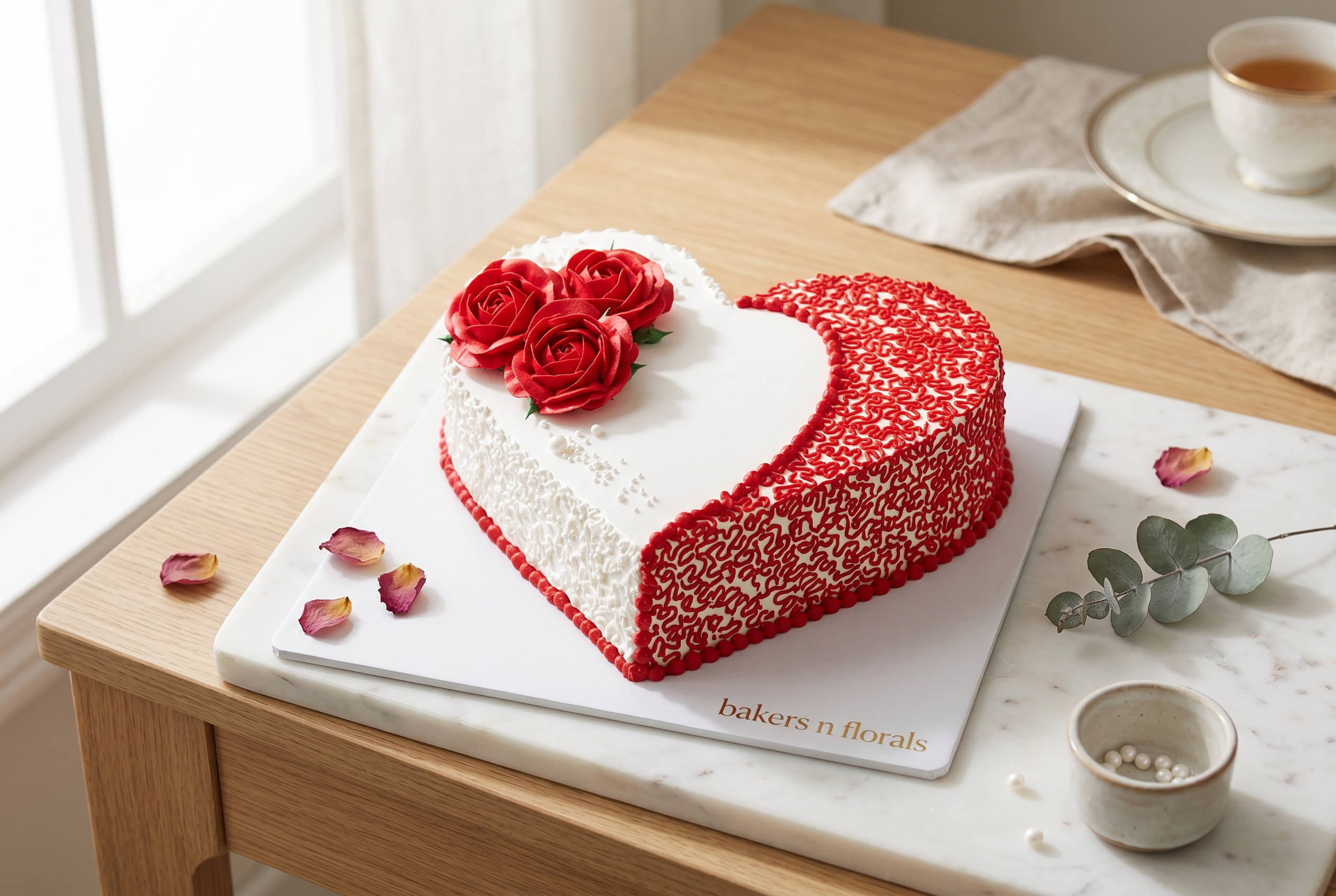 Rosy Heart Chocolate Cake
