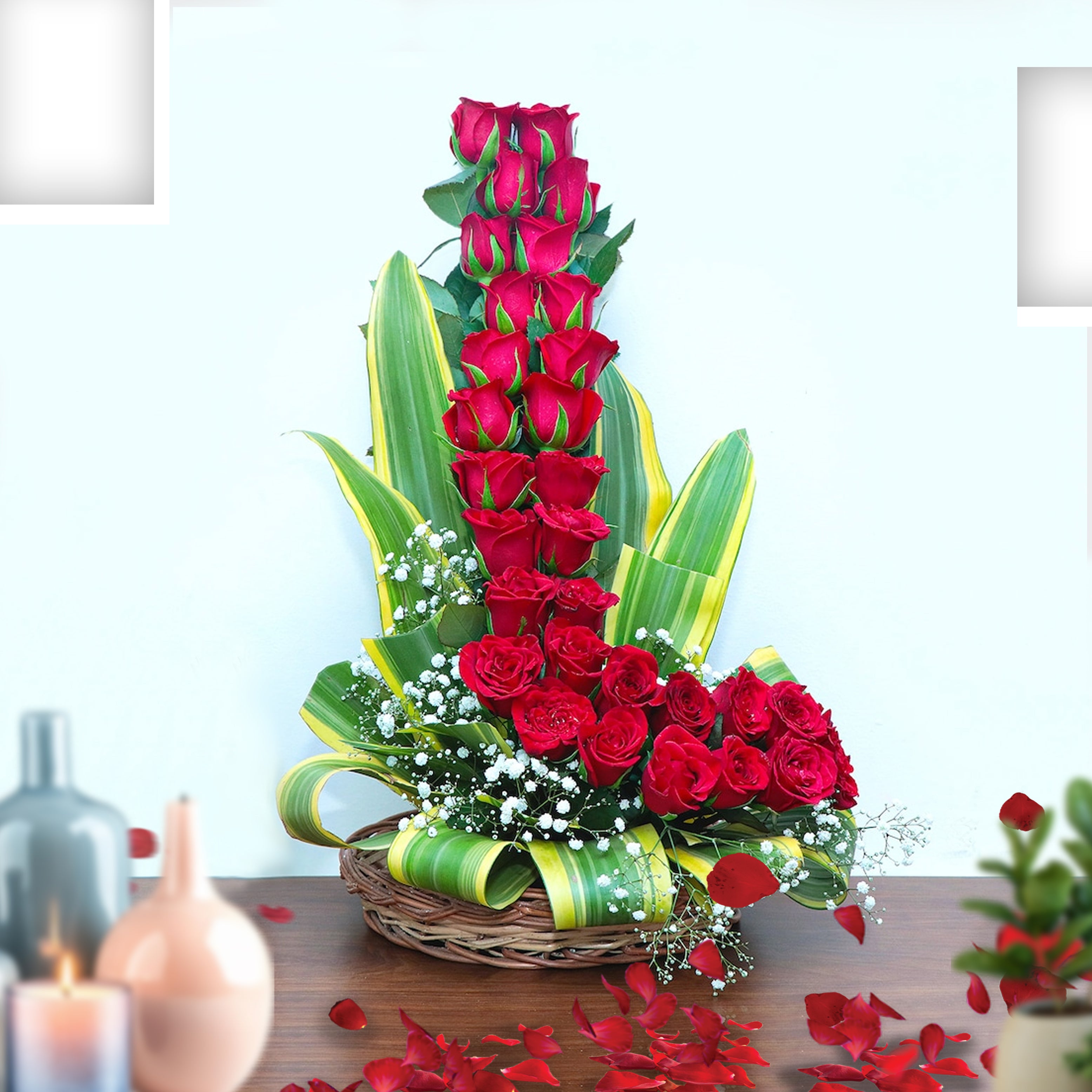 Basket of Love - 30 Red Roses Arrangement