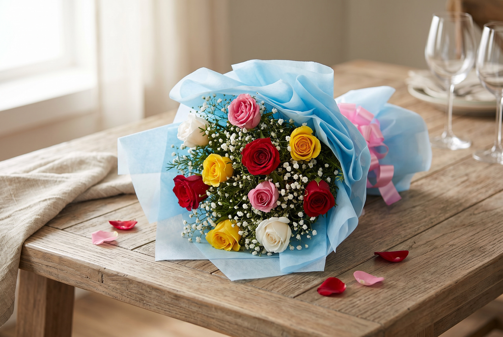 Delightful Mixed Roses Bouquet
