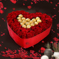Heart of Gold - 50 Red Roses and Ferrer Rocher Heart Shape