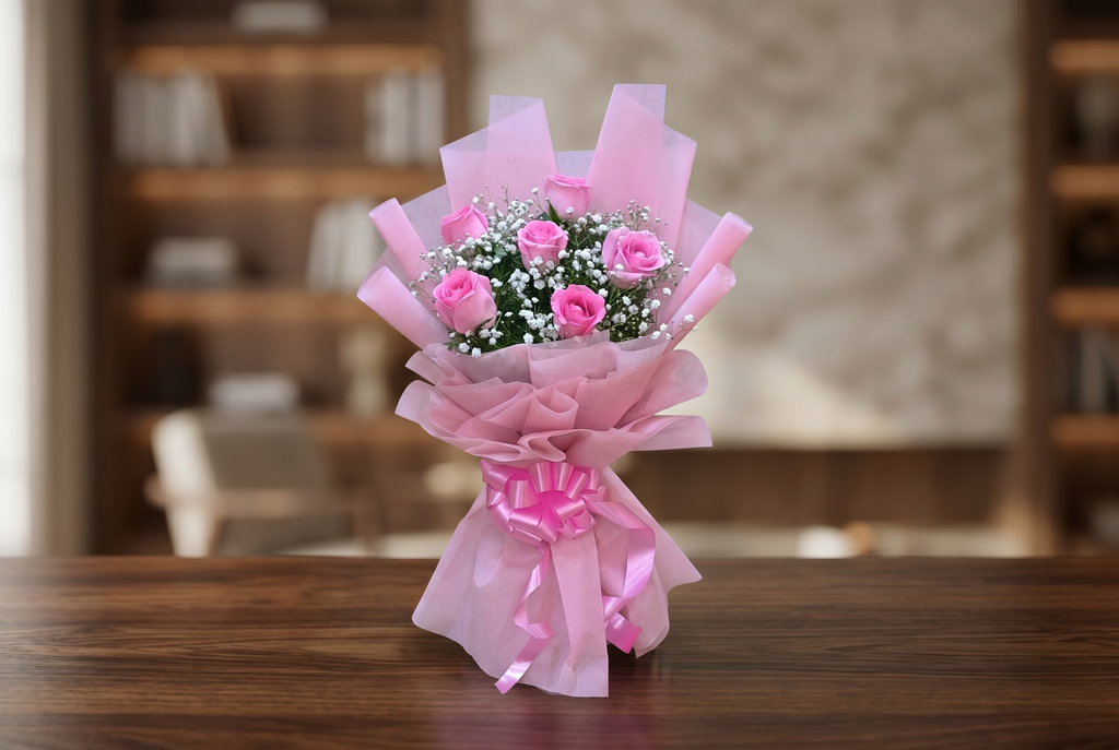 Charming Pink Roses Bouquet