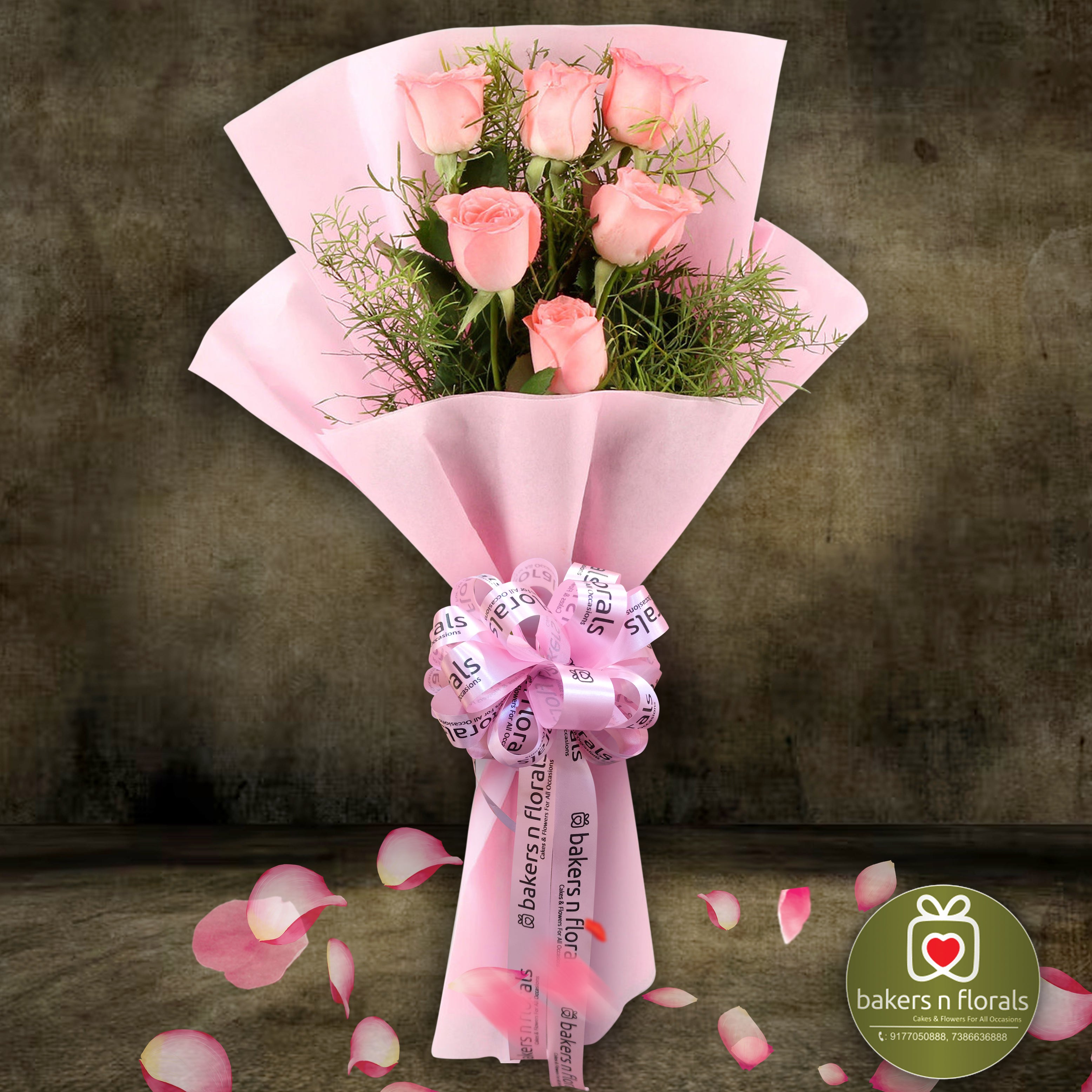 Charming Pink Roses Bouquet