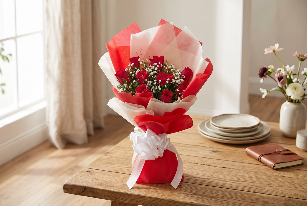 Pure Love – 10 Red Roses Bouquet