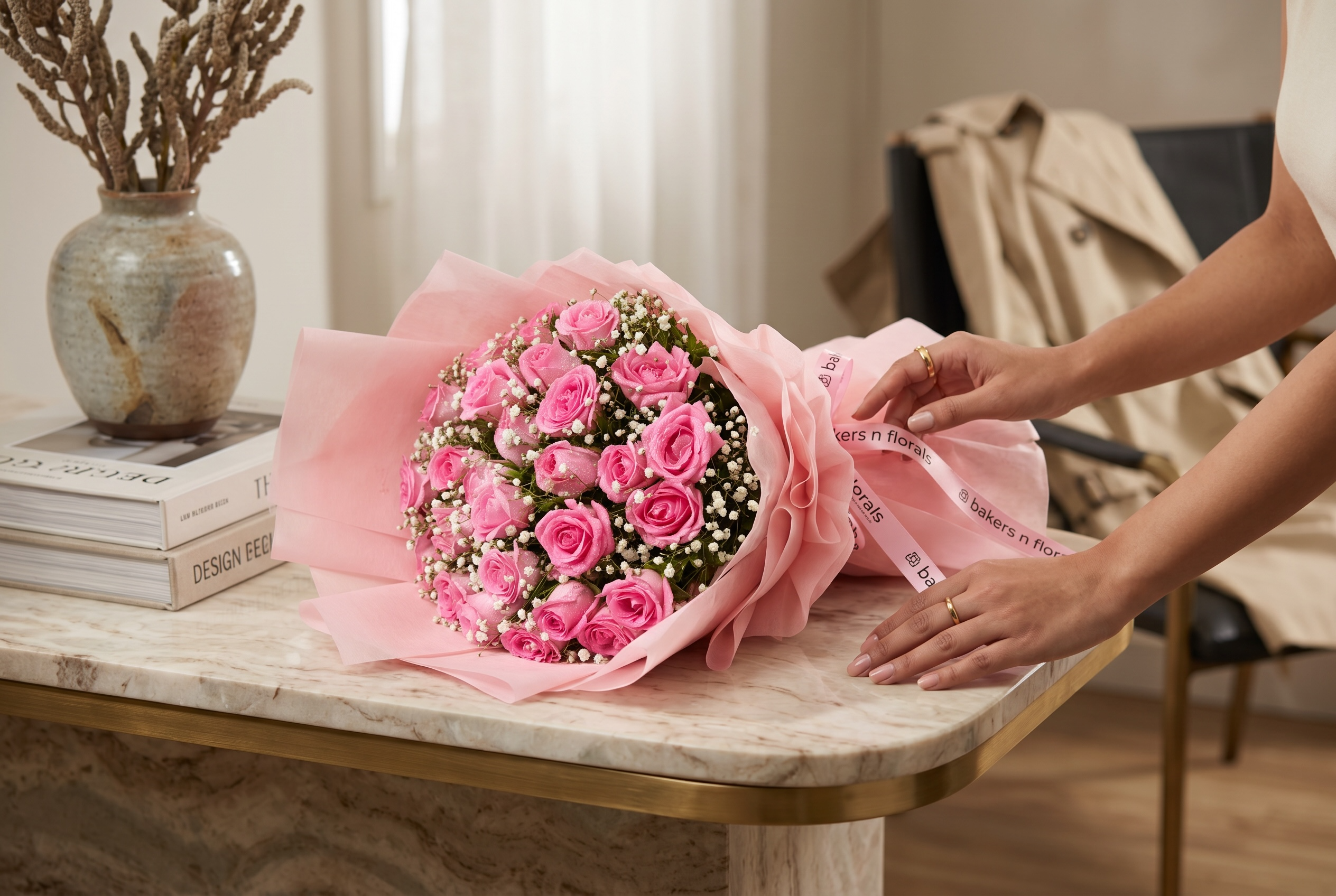 Blushing Romance – 30 Pink Roses Bouquet