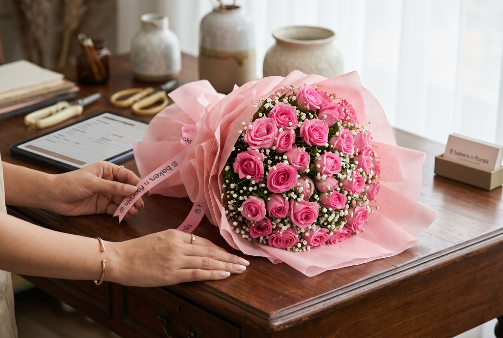 Blushing Romance – 30 Pink Roses Bouquet