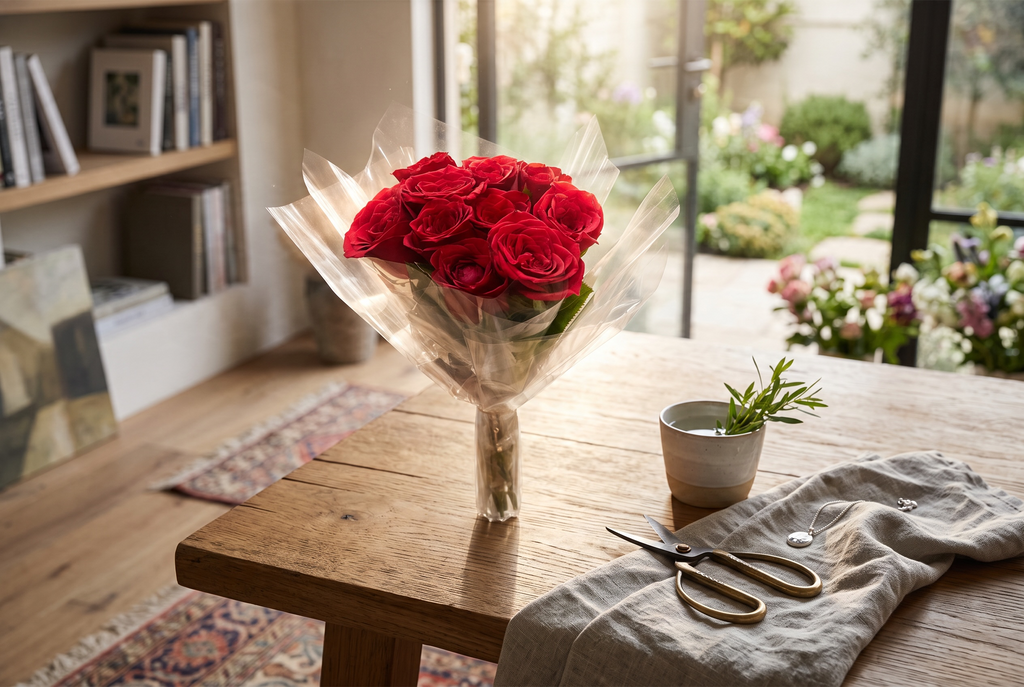 Wrapped in Love – 15 Red Roses Bouquet