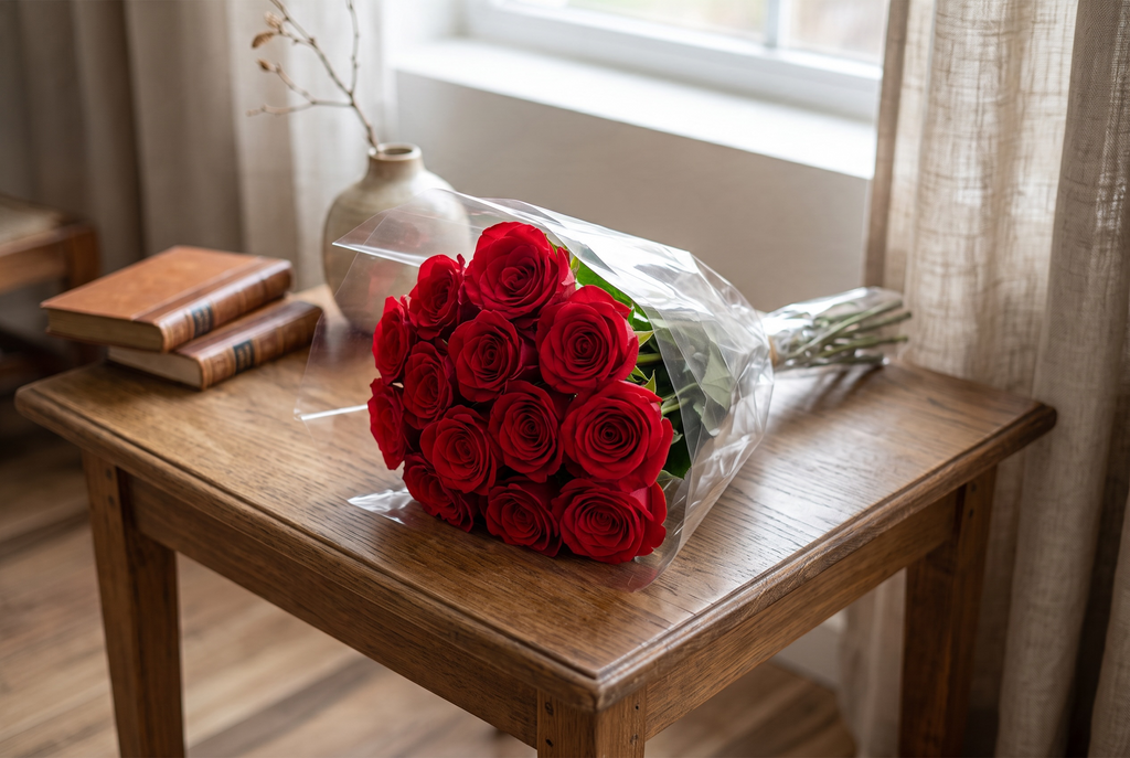 Wrapped in Love – 15 Red Roses Bouquet