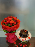 Sweet Romance - 10 Red Roses with Truffle Cake