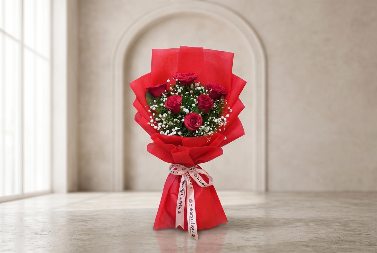 Royal 6 Red Roses Bouquet