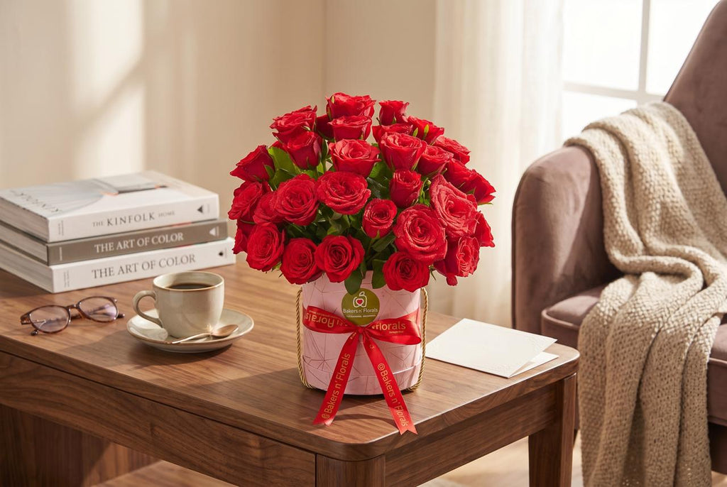 Luxe 50 Red Roses Box Arrangement