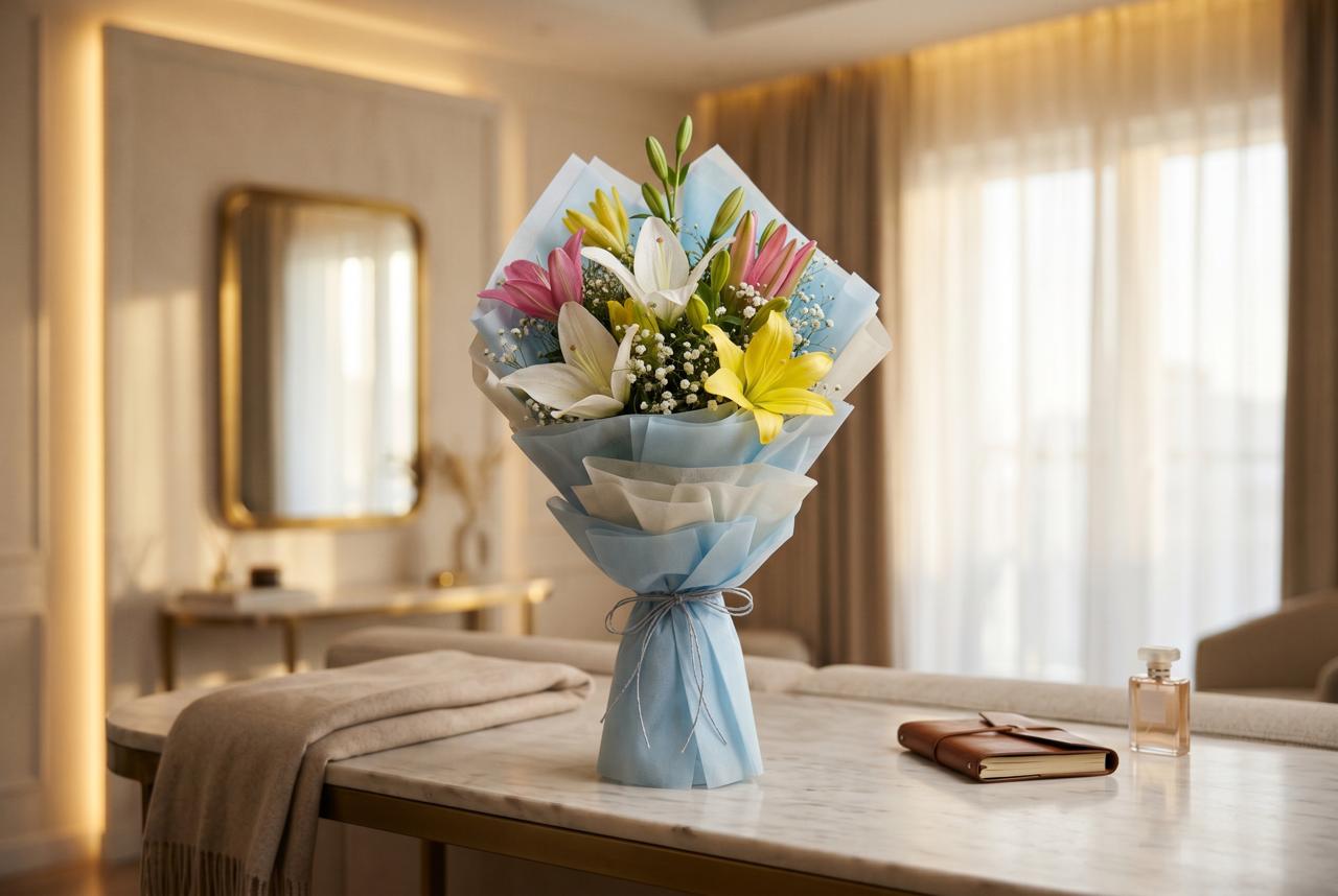 Elegant Mixed Lilies Bouquet - 4 Stems
