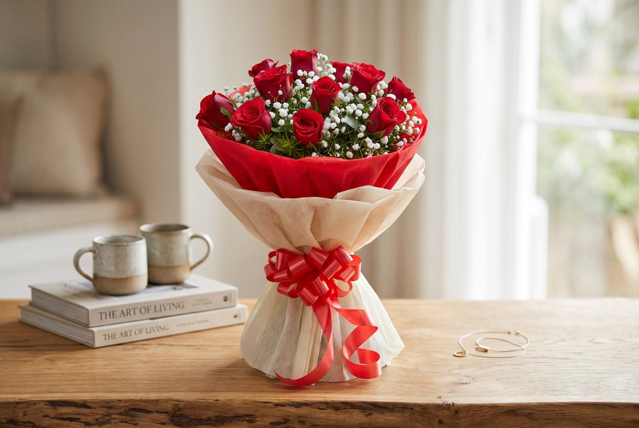 Love 10 Red Roses Bouquet