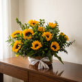 Sunlit Basket – 10 Sunflowers Arrangement