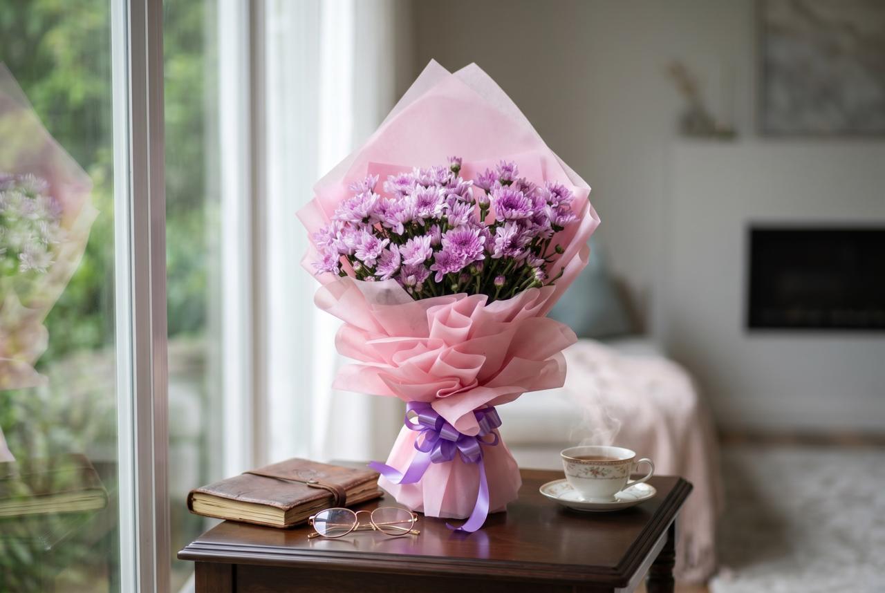 Pink Charm - 8 Stem Chrysanthemum Bouquet