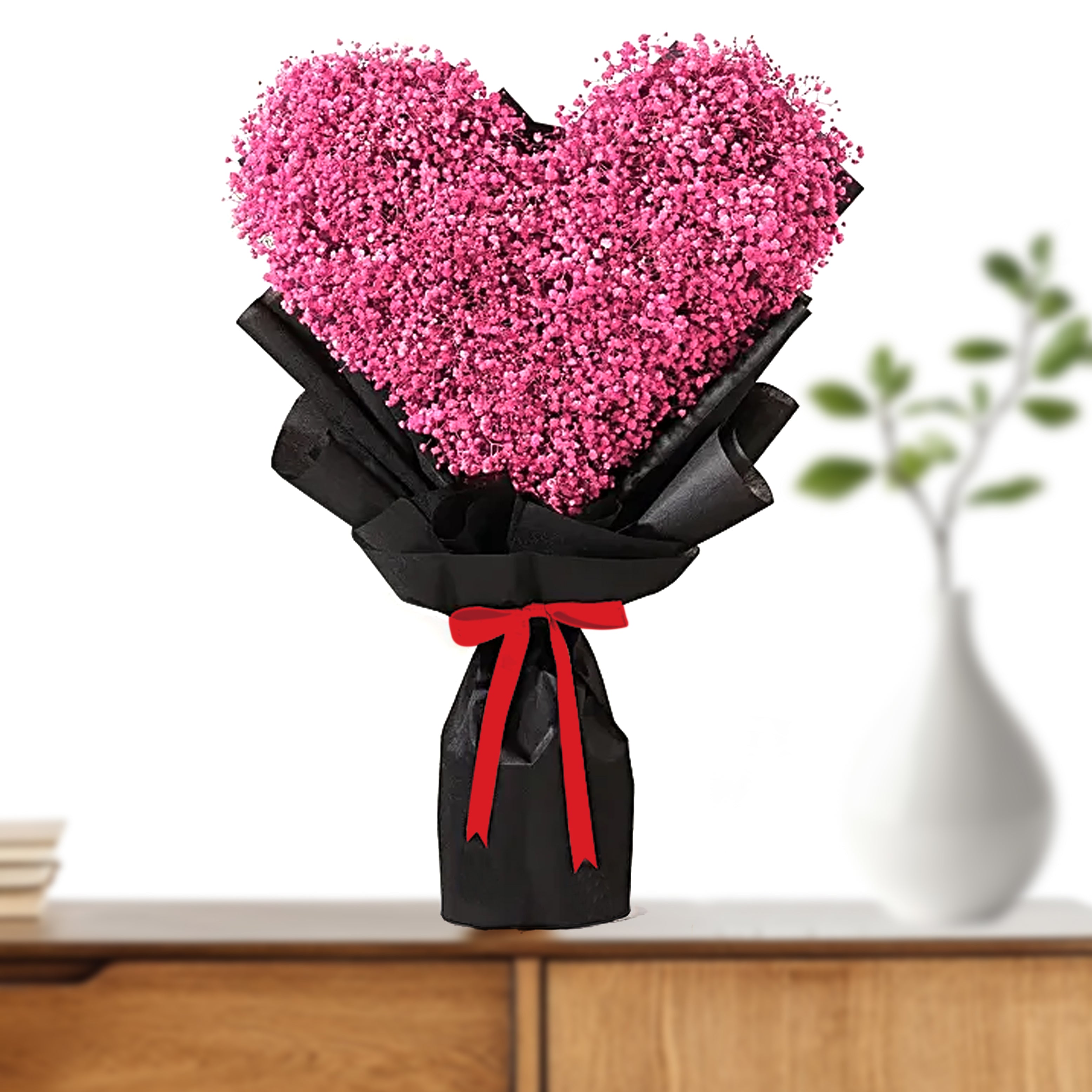Blush Dreams - Pink Gypsophila Heart Arrangement