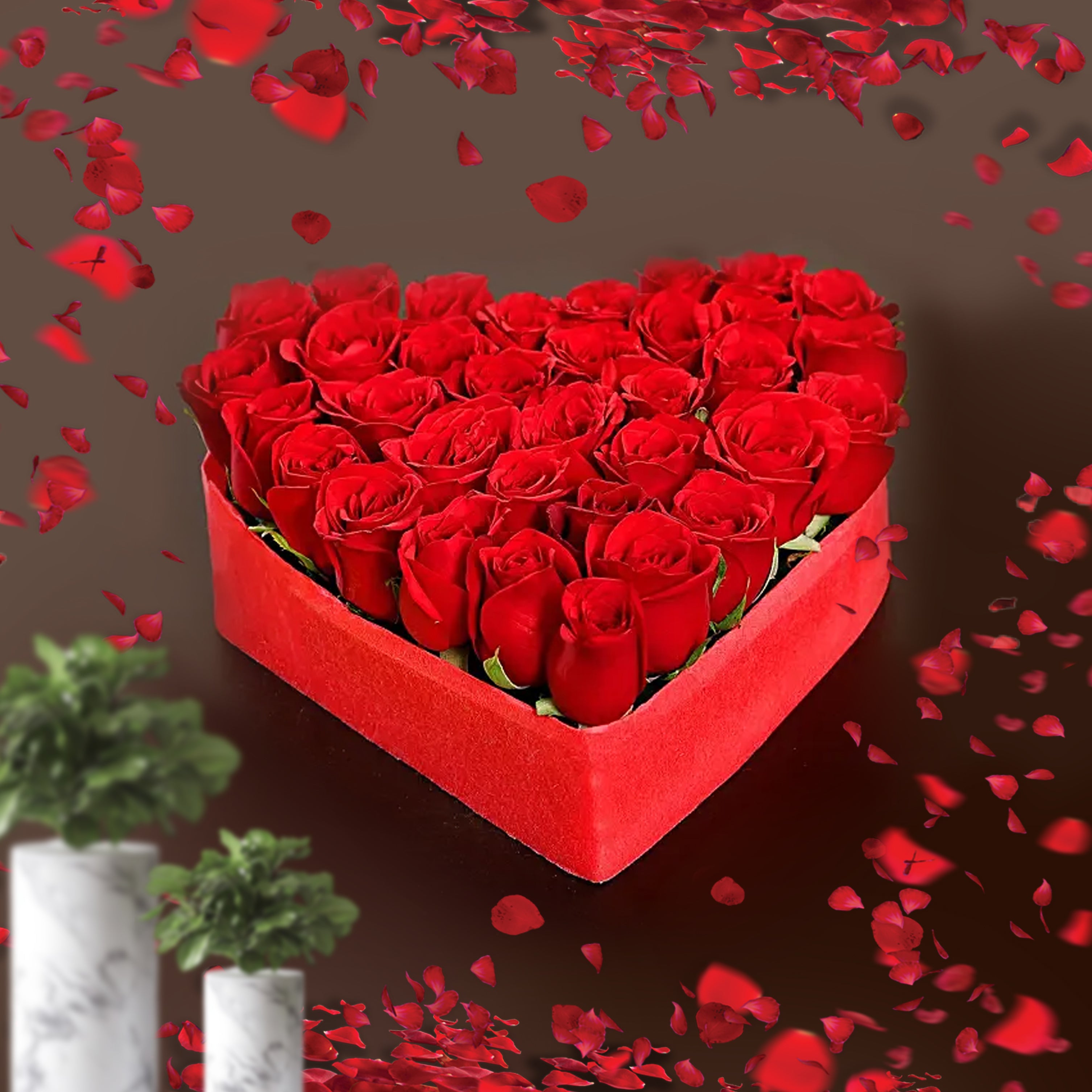 Love's Embrace - 50 Red Roses Heart shape arrangement