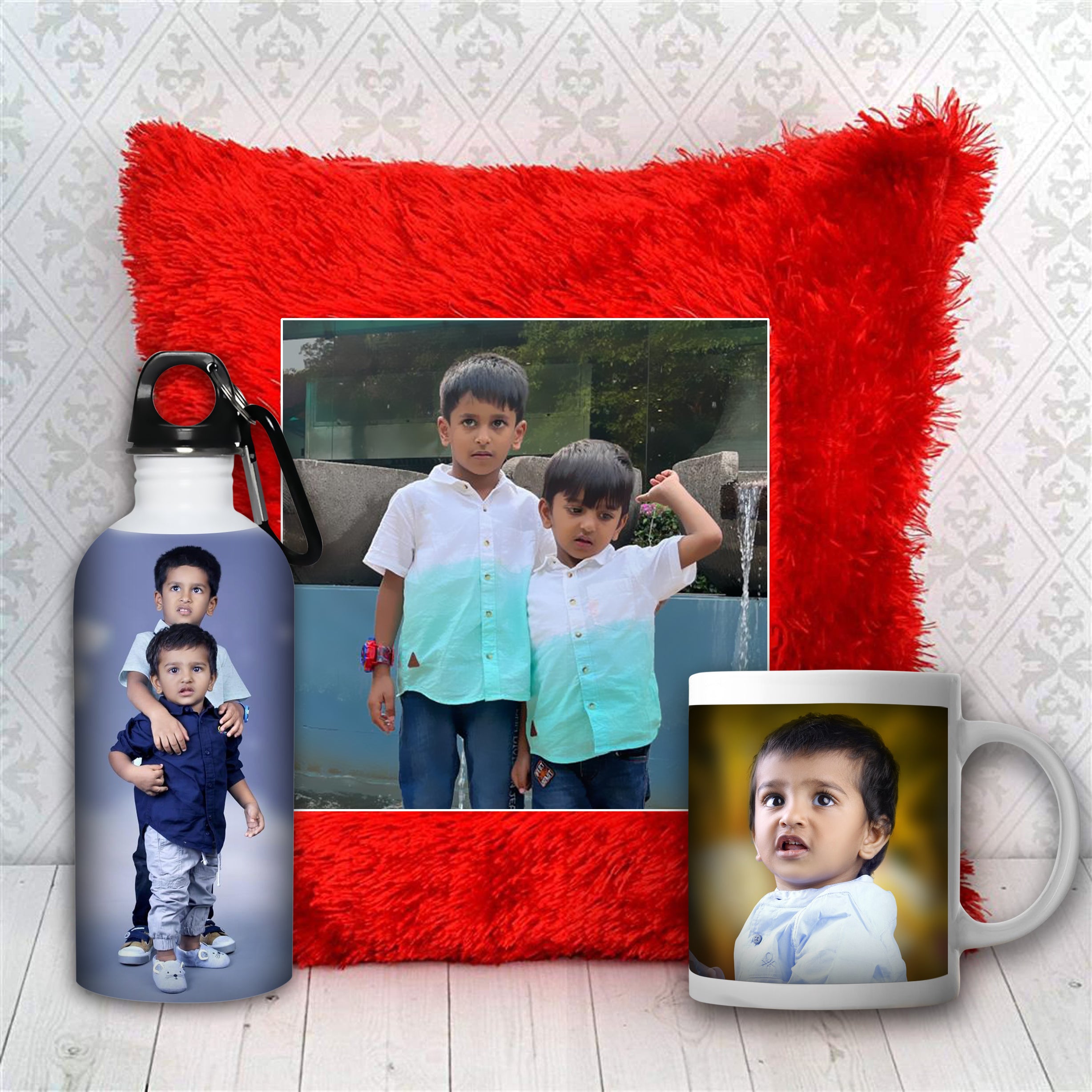 Complete Personalization Set - Pillow, Bottle & Mug Printing Combo