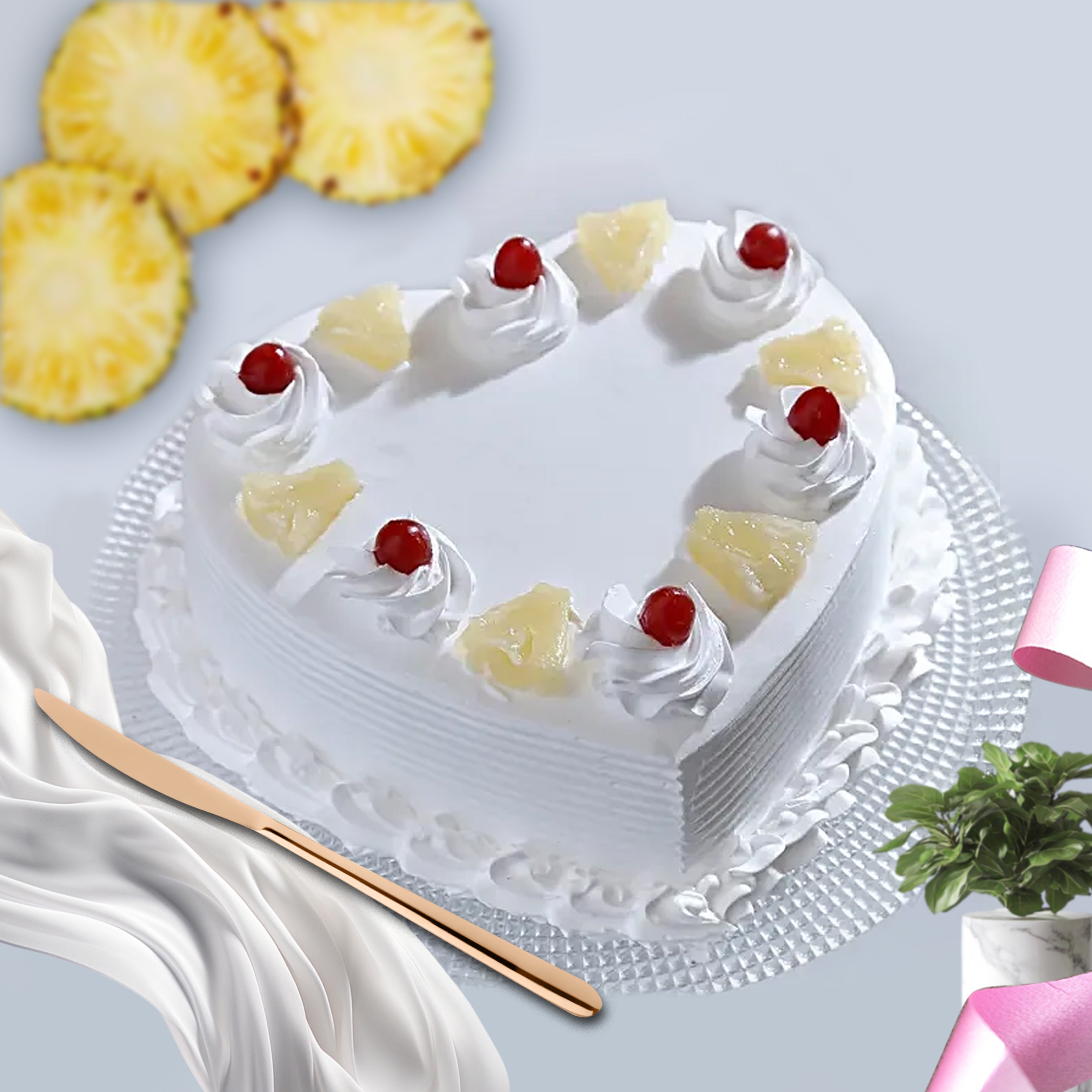 Tropical Heart - Pineapple Heart Shape Cake 500g