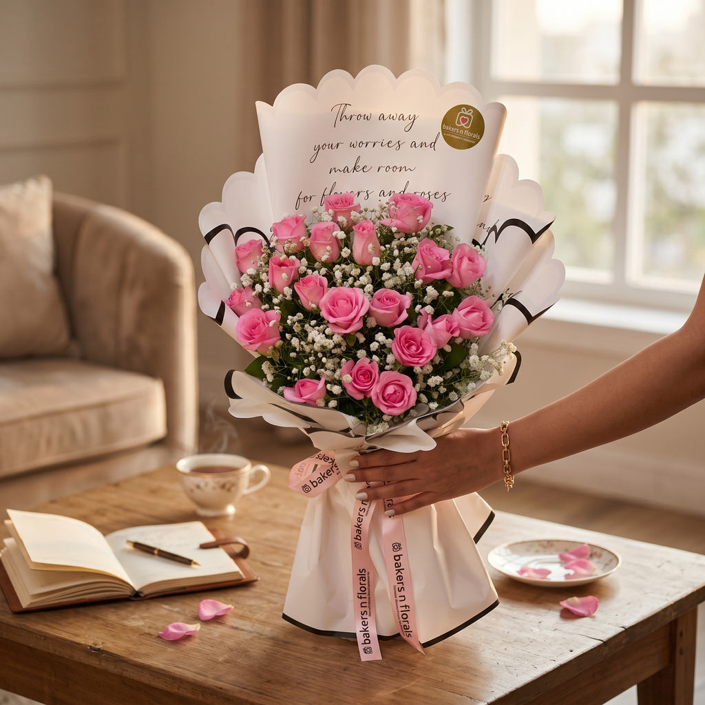 Pure Elegance — 20 Pink Roses in Premium wrap