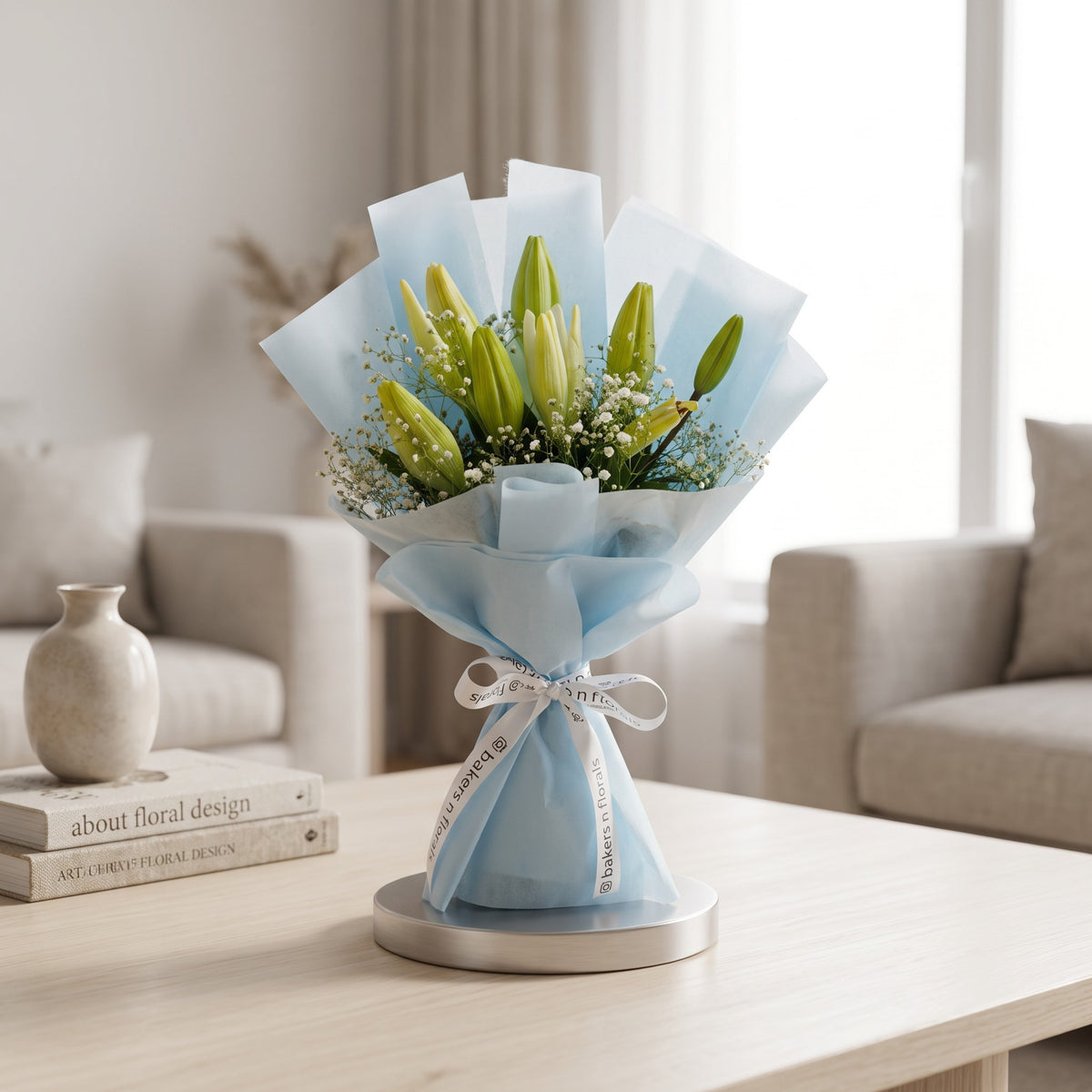 Ivory Grace – 4 White Lilies Bouquet