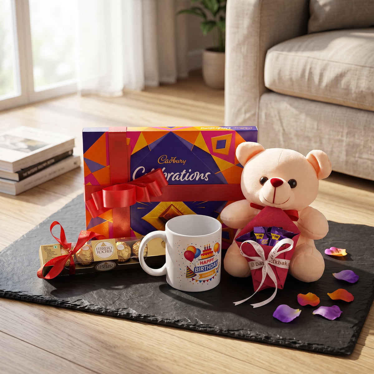 Birthday Treats - Mug, Teddy & Chocolate Combo