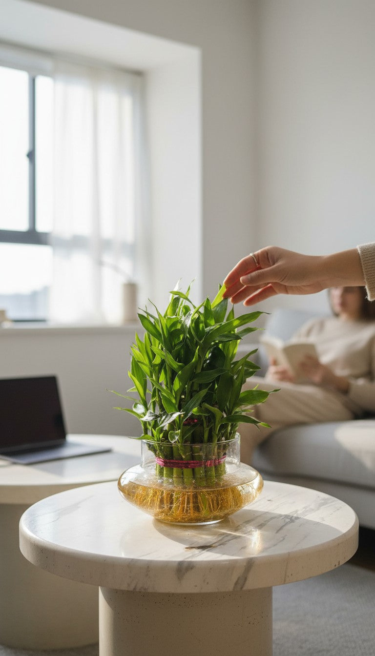Fortune & Prosperity - 2 Layer Lucky Bamboo in Glass Vase