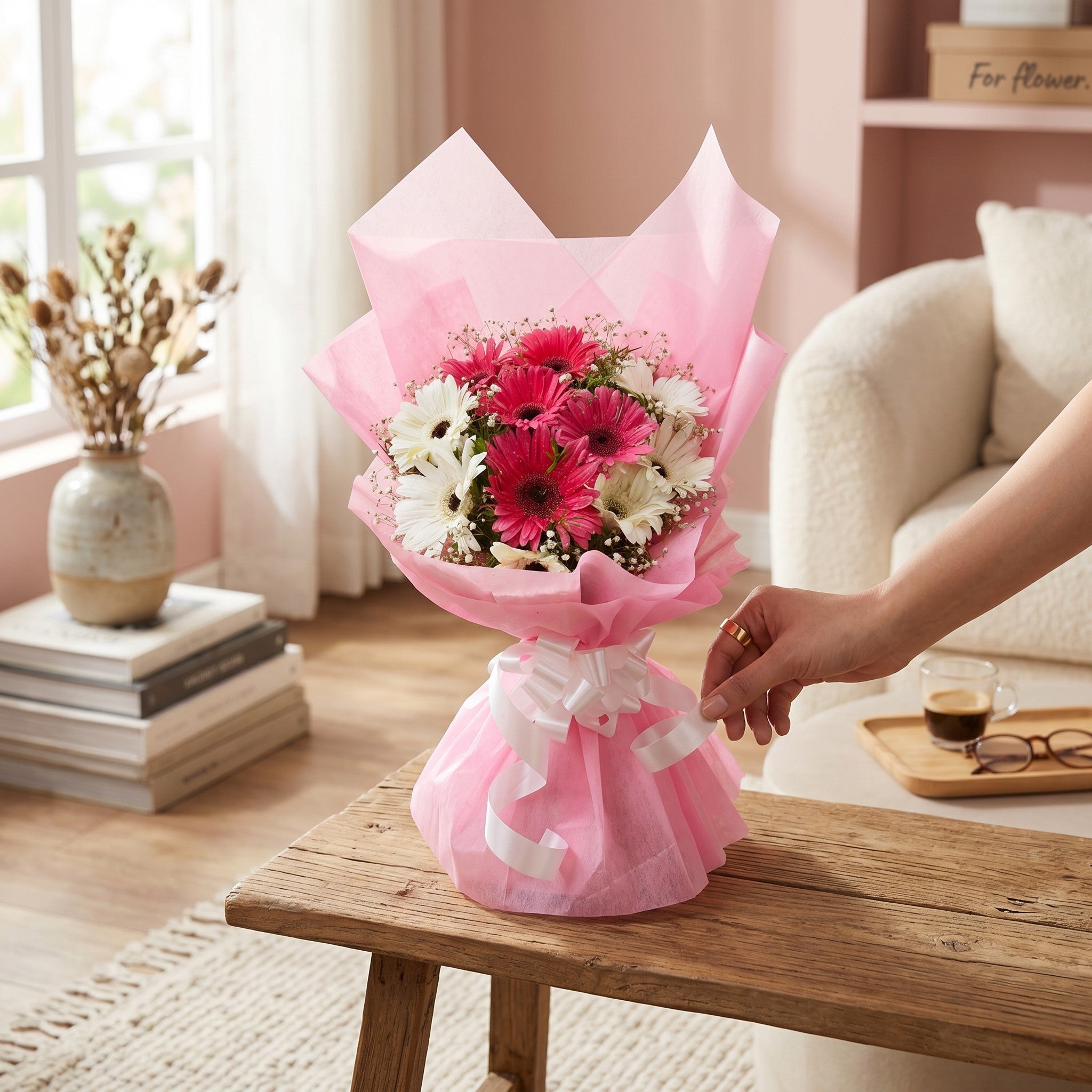 Sweet Mix – Pink & White Gerbera Bouquet