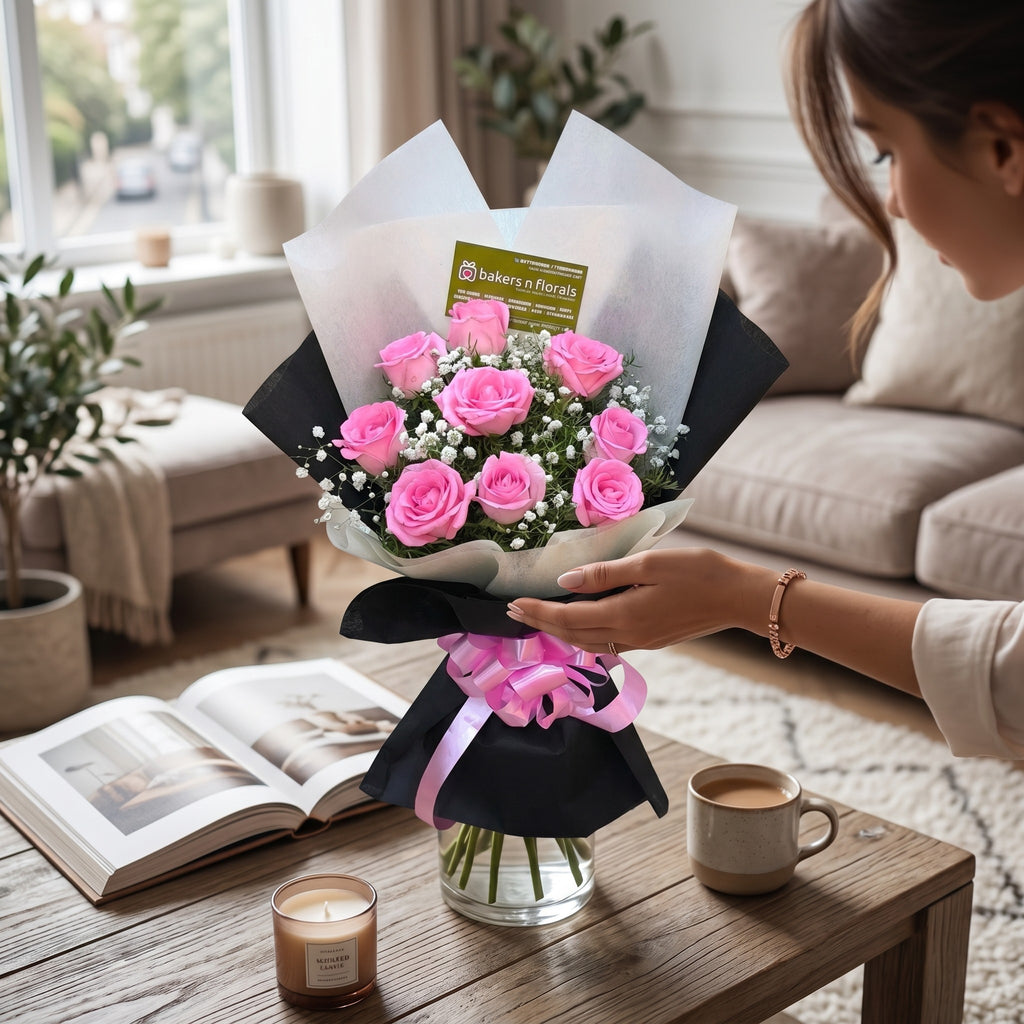 Pink Bliss -Fresh Pink Rose Bouquet