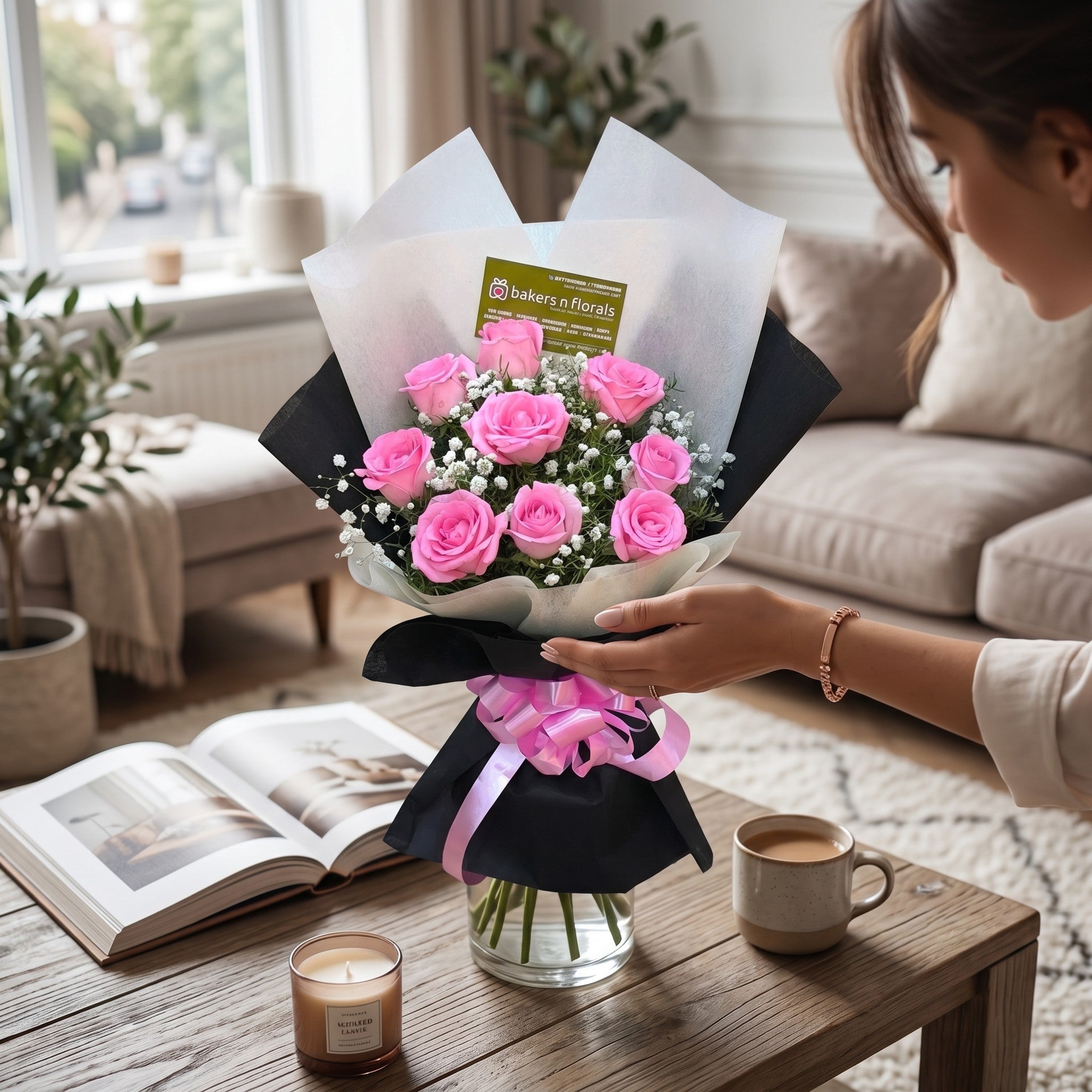 Pink Bliss -Fresh Pink Rose Bouquet
