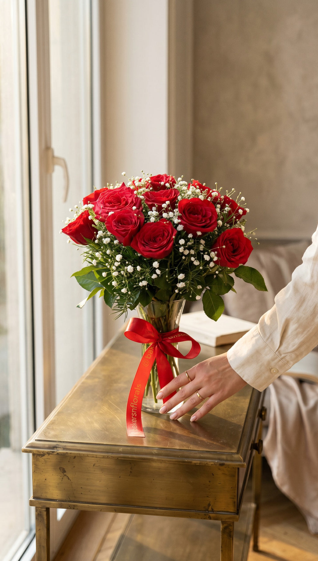 Eternal Devotion - 18 Red Roses in Glass Vase