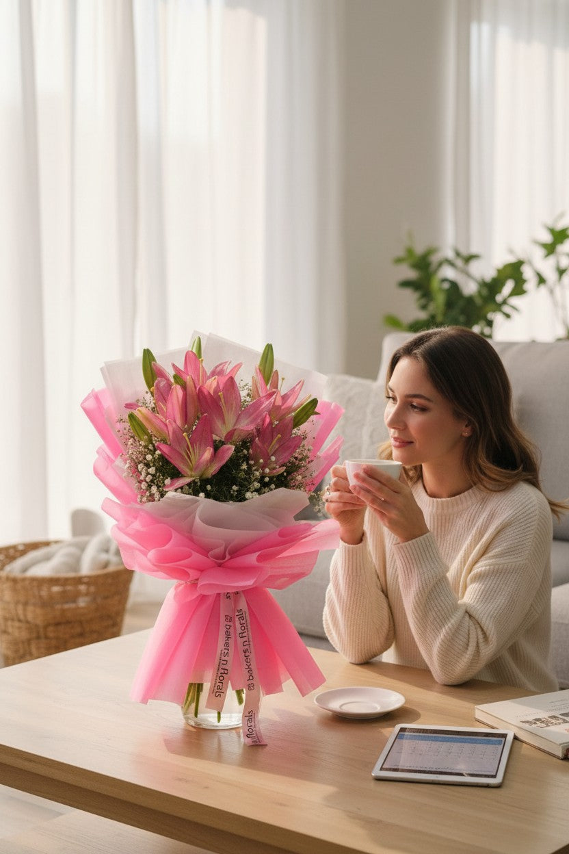 Forever Yours - Pink Lily Bouquet