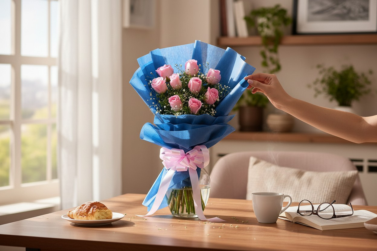 10 Gorgeous Pink Roses Bouquet