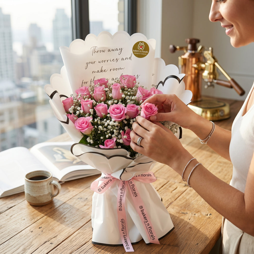 Pure Elegance — 20 Pink Roses in Premium wrap