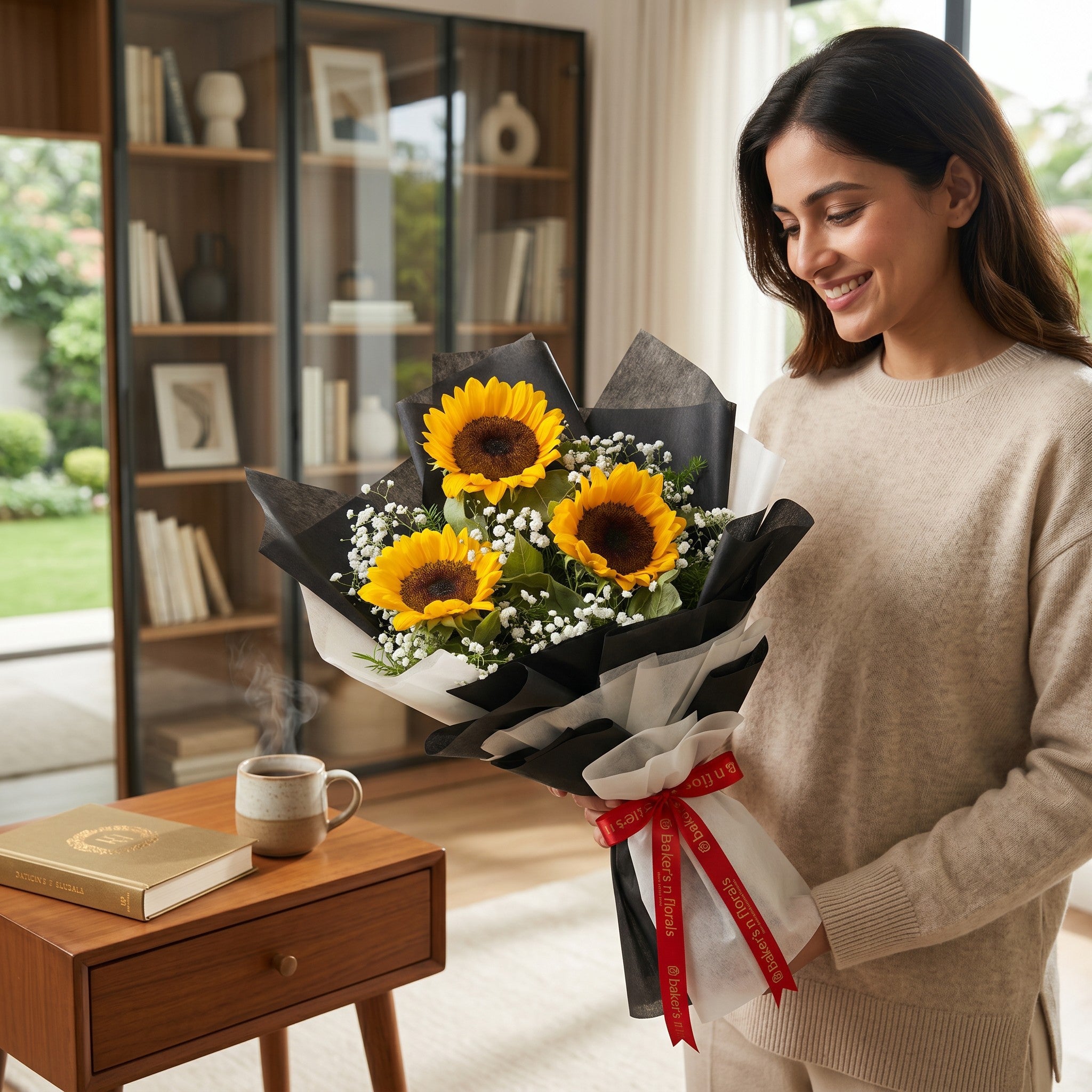 Golden Three Sunflowers Bouquet