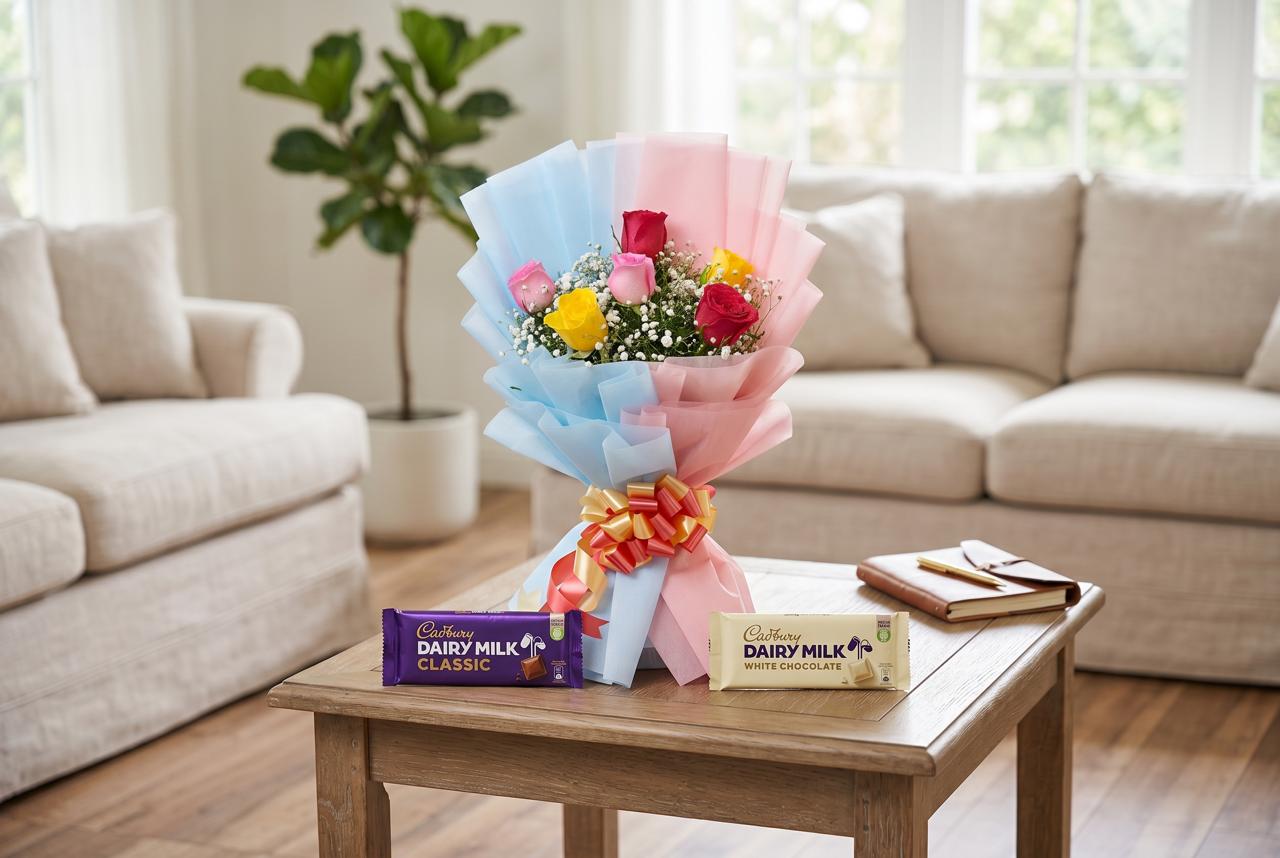 Gorgeous 6 Mixed Roses Bouquet