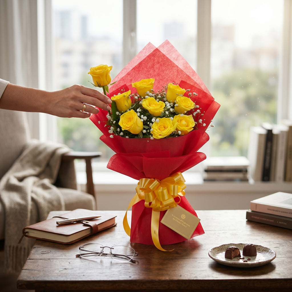 Cheerful Yellow Rose Bouquet