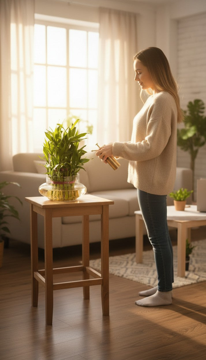 Fortune & Prosperity - 2 Layer Lucky Bamboo in Glass Vase