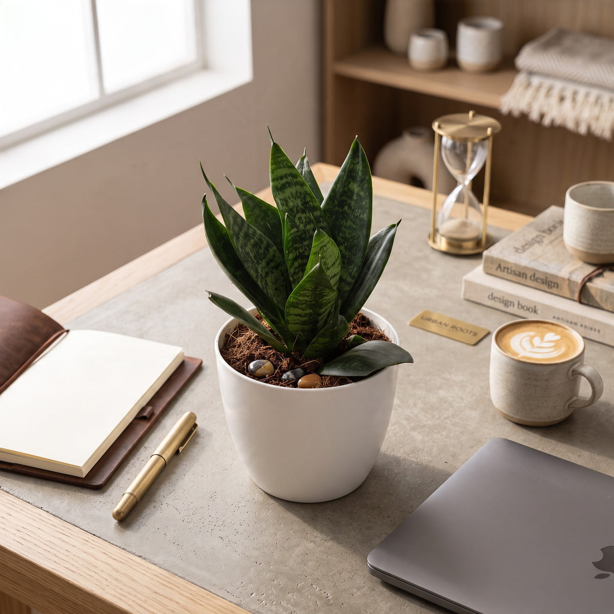 Green Sansevieria Plant in Plastic Pot