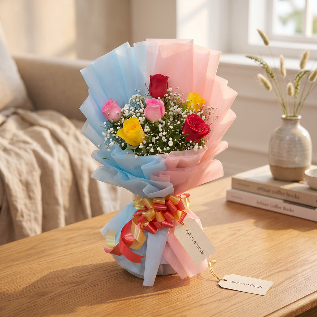 Gorgeous 6 Mixed Roses Bouquet