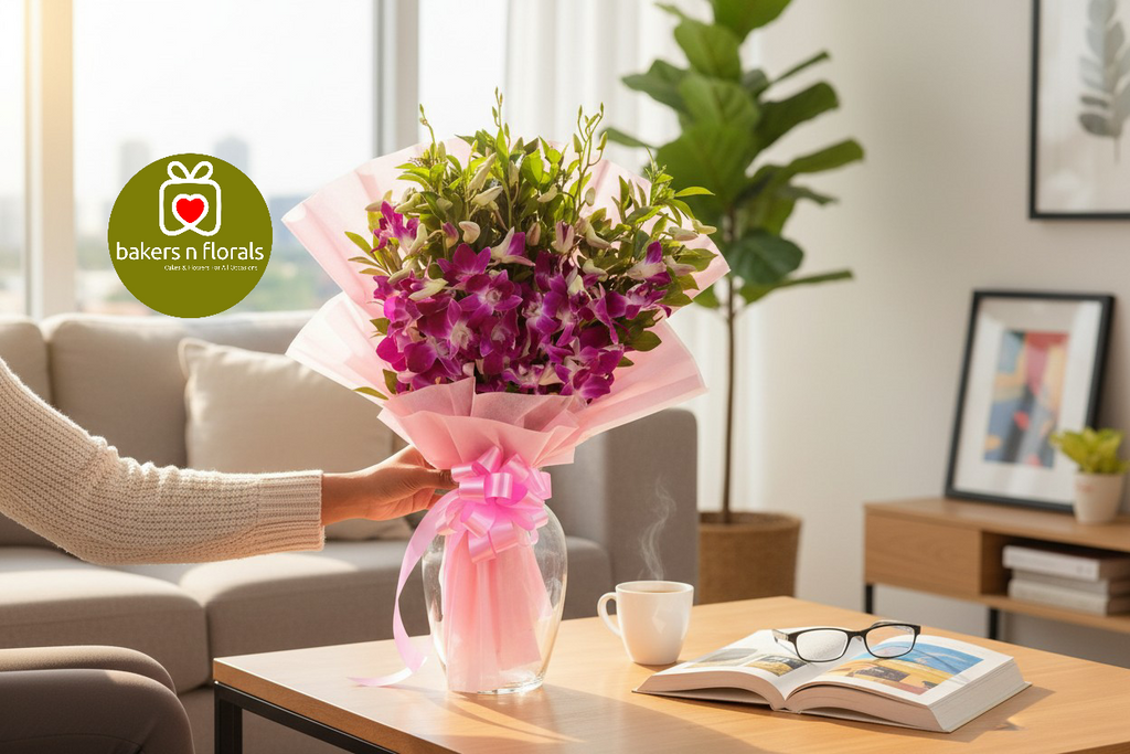 Luxe Purple Orchid Bouquet – Fresh & Exotic