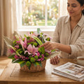 Elegant Wine Bottle Floral Hamper