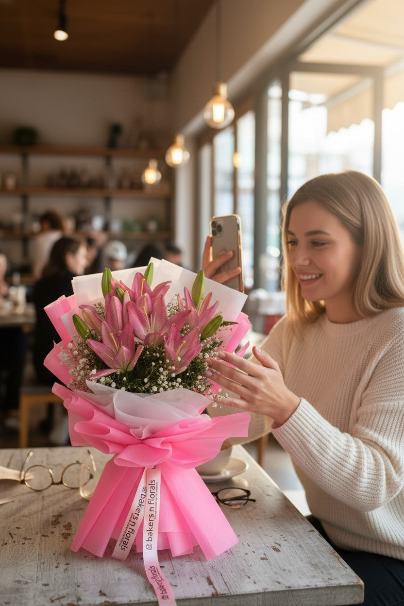 Forever Yours - Pink Lily Bouquet