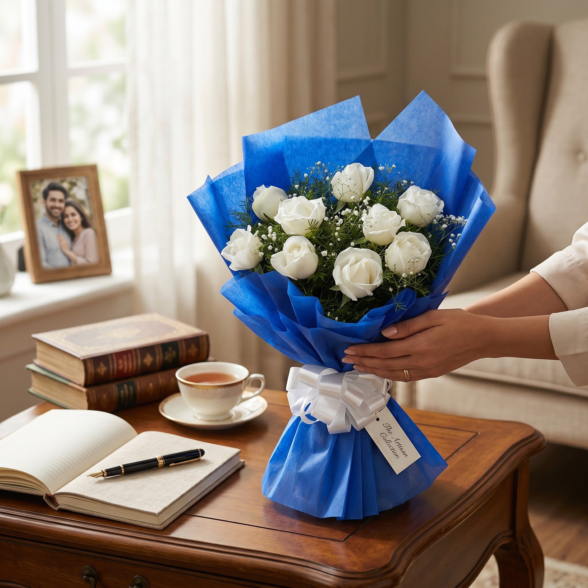 Pure Elegance –  White Roses Bouquet