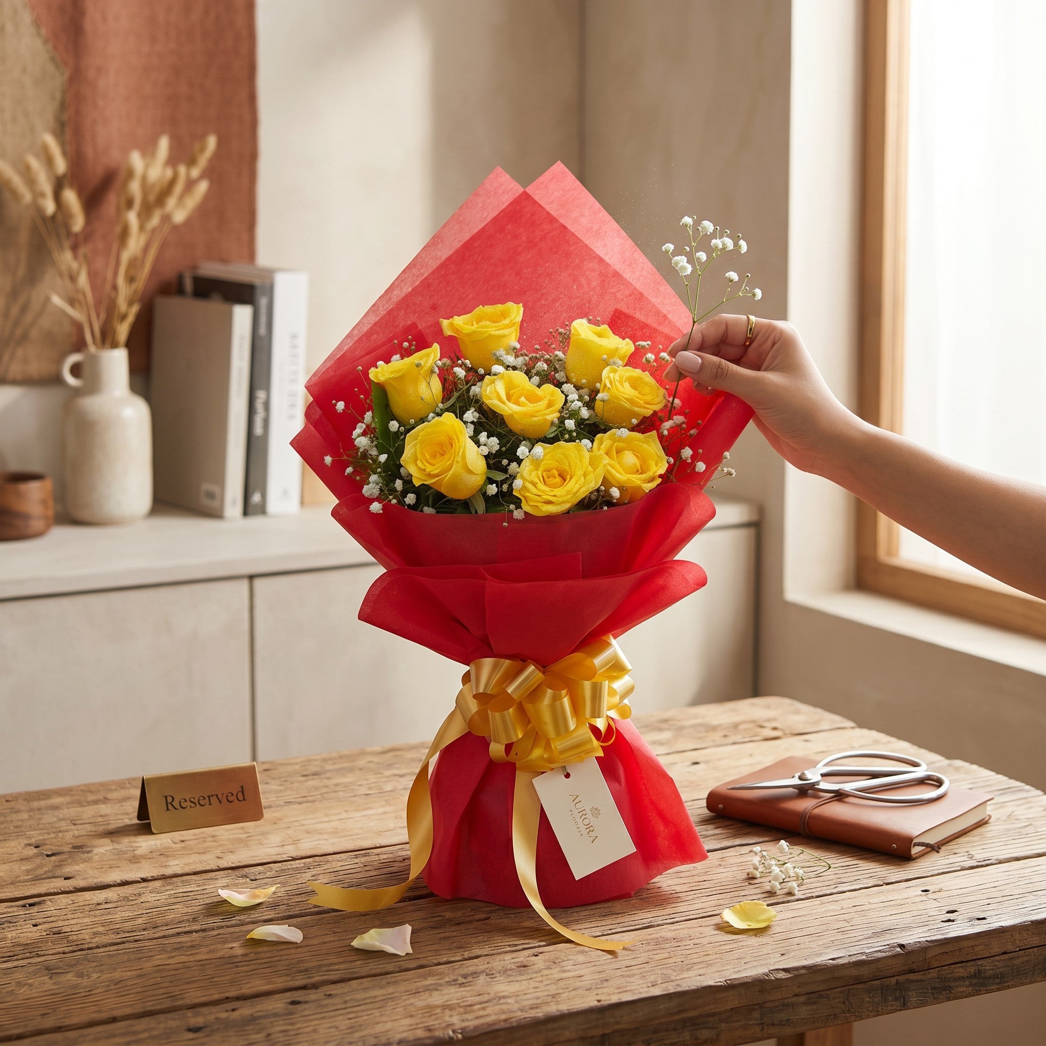 Cheerful Yellow Rose Bouquet