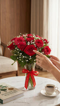 Eternal Devotion - 18 Red Roses in Glass Vase