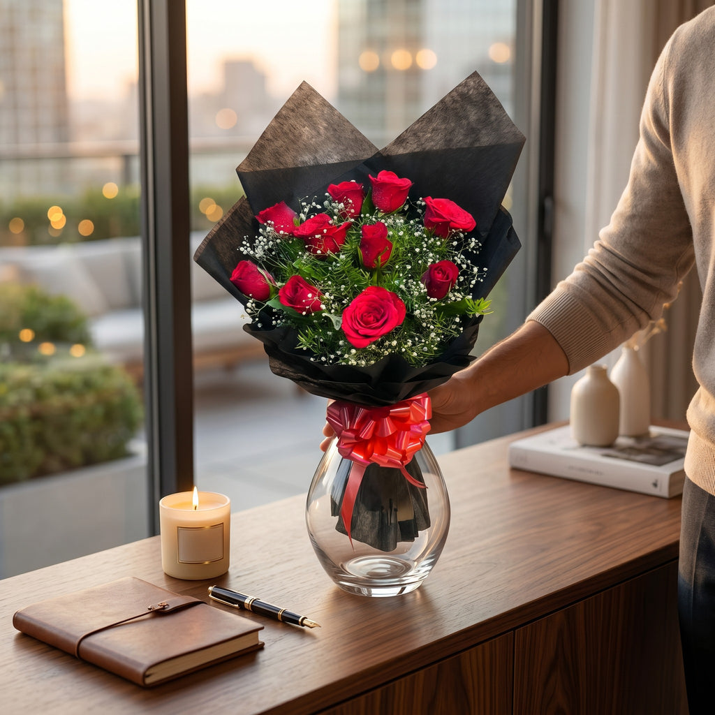 Bold Romance –  Red Roses Bouquet