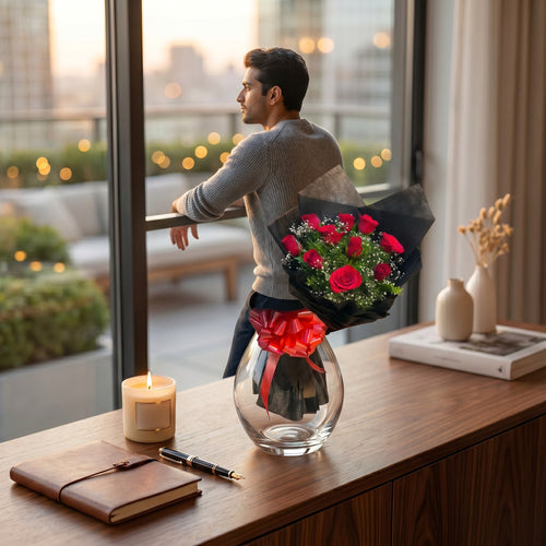 Bold Romance –  Red Roses Bouquet