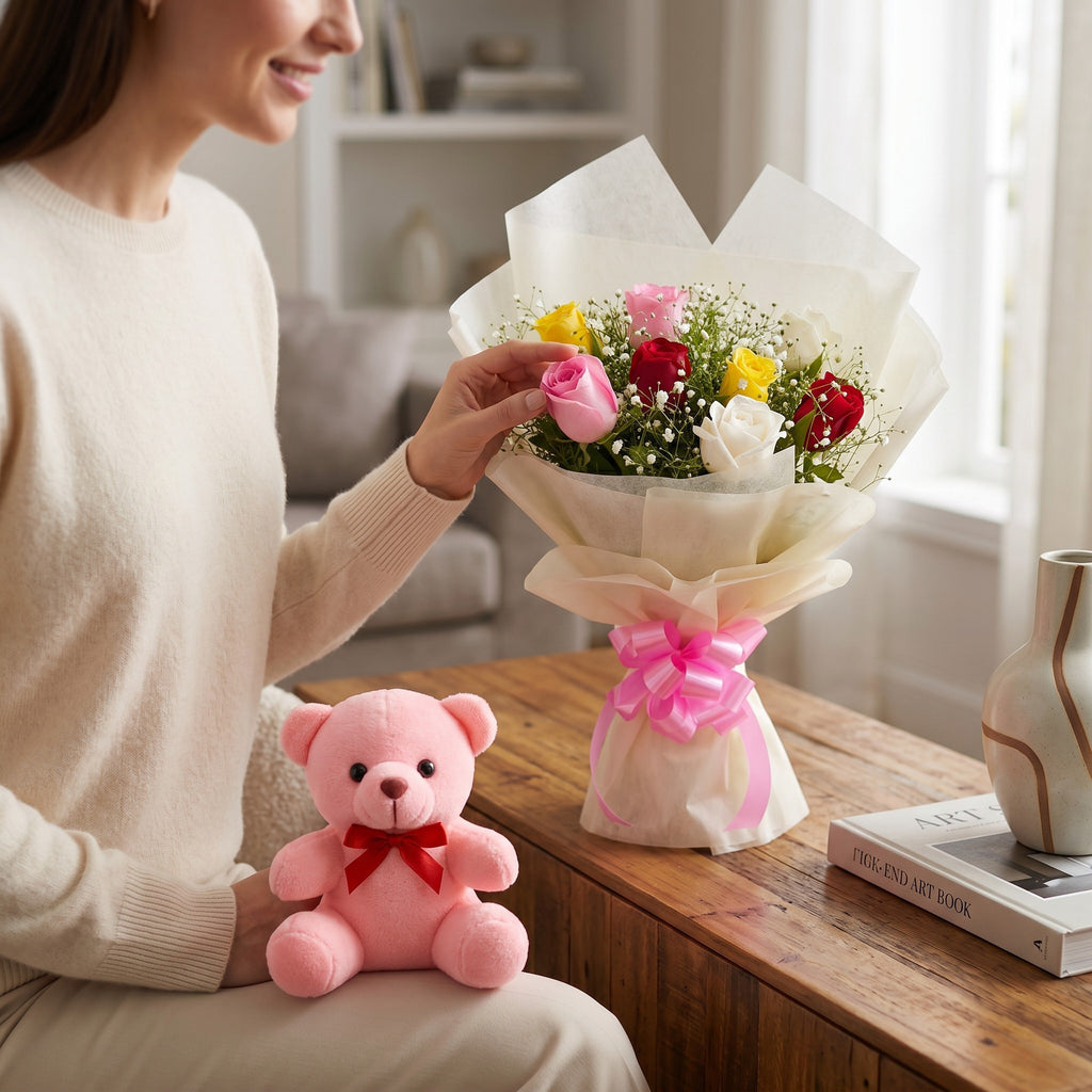Roses & Teddy Love Combo