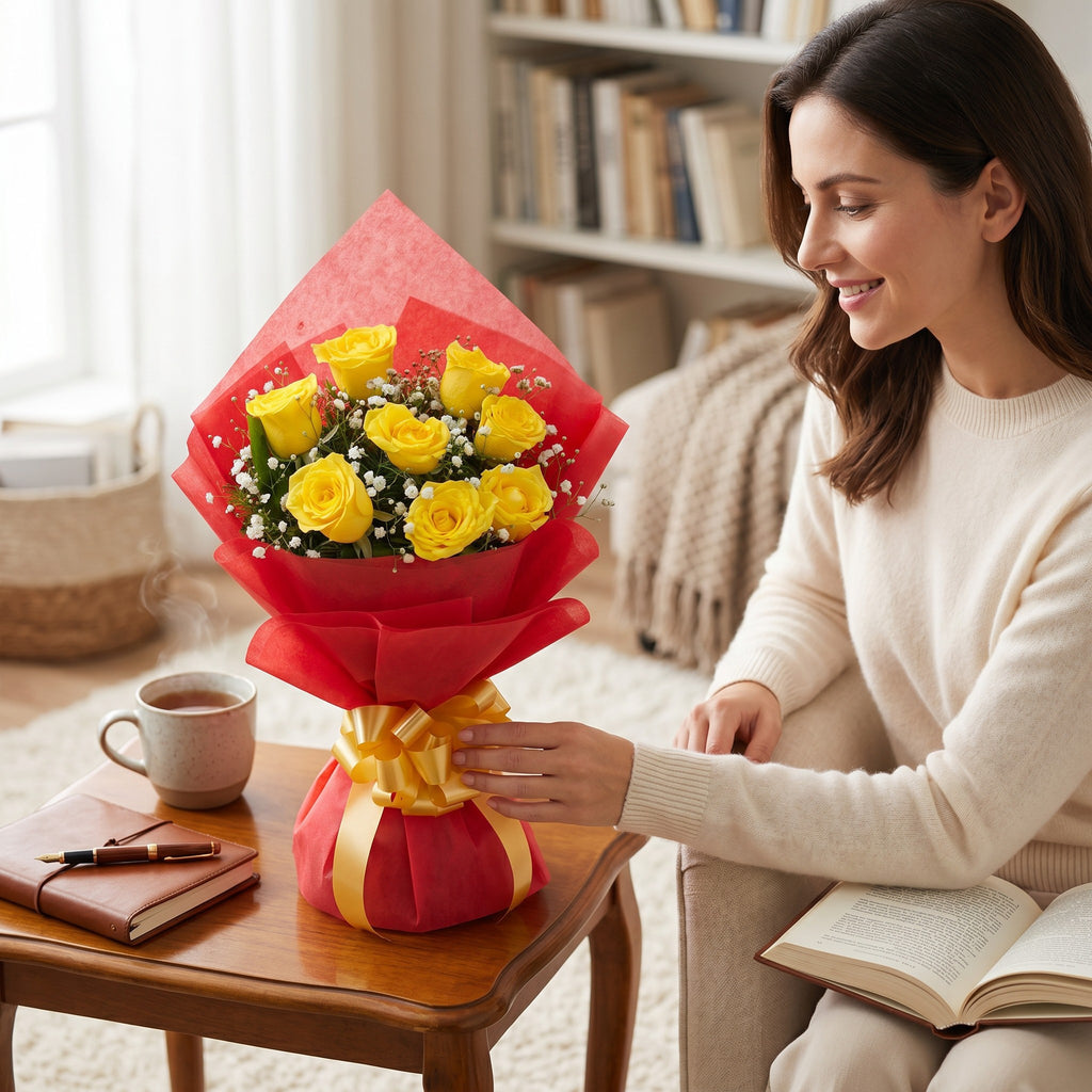 Cheerful Yellow Rose Bouquet